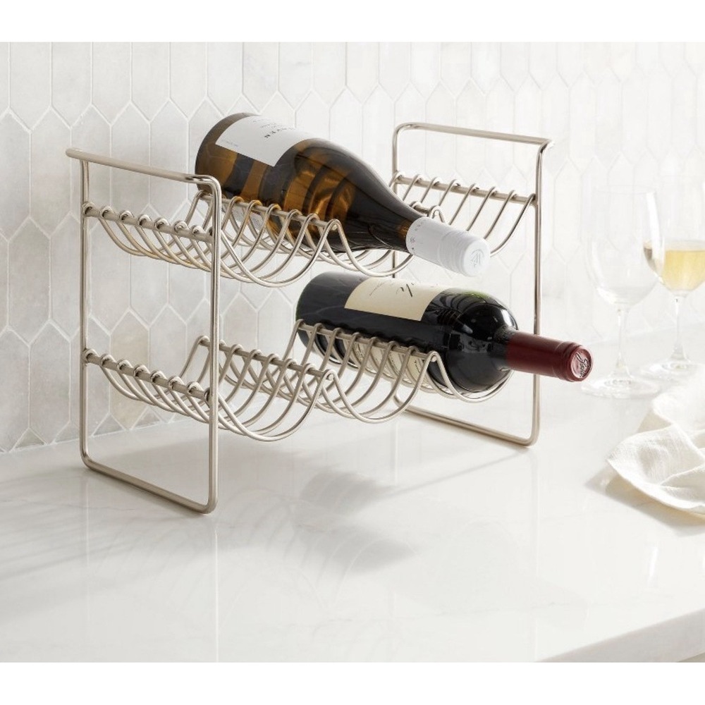 Threshold Iron Wine‎ Rack Freestanding Brushed Nickel 6 Bottles Metal Wire